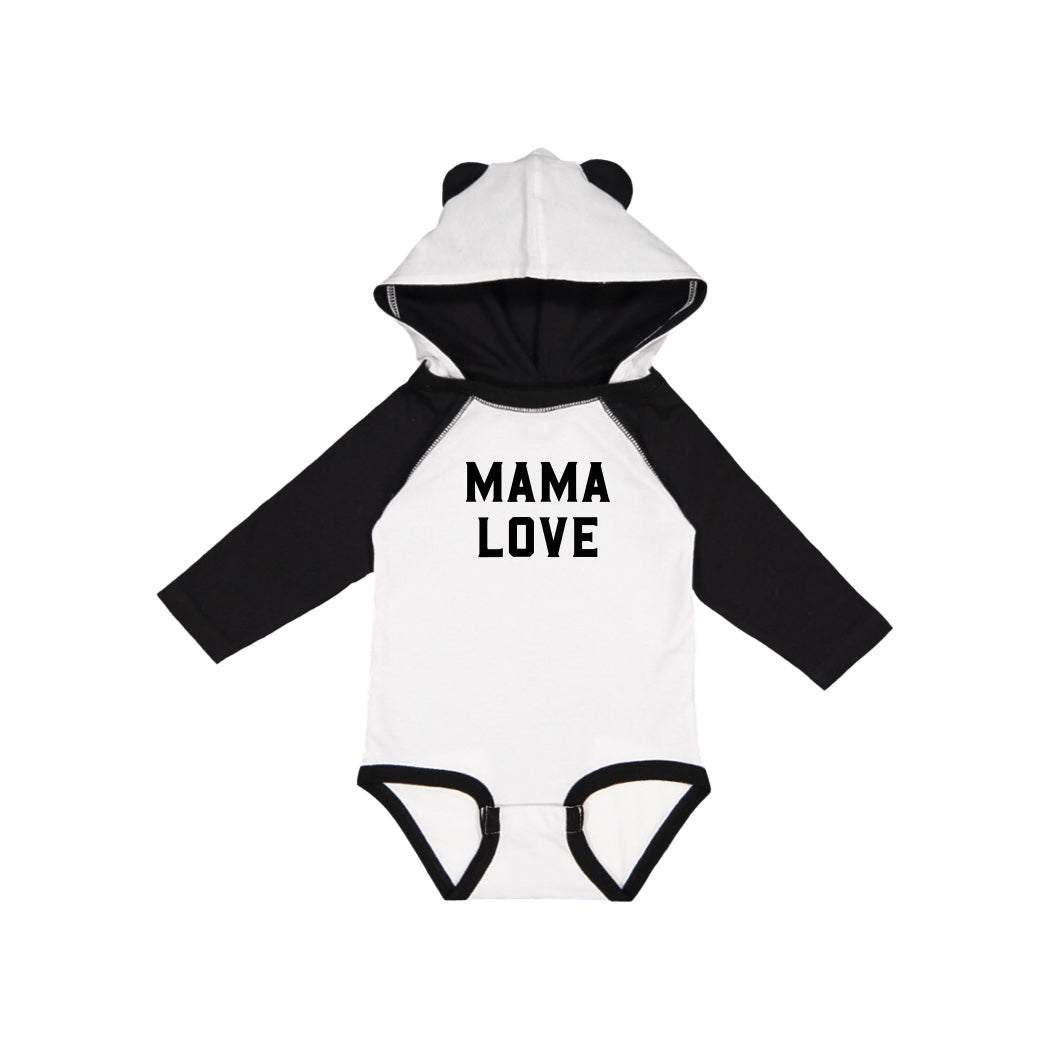 Mama Love Long Sleeve Baby Bodysuit with Hood 6-12m