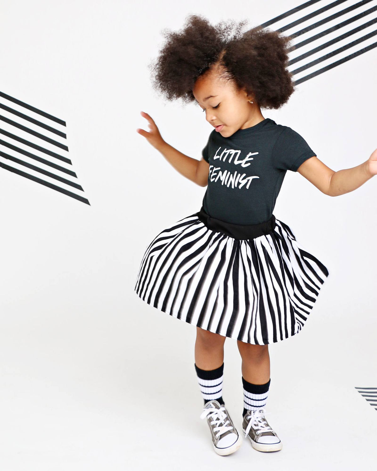Little Feminist Short Sleeve Black Kids T-Shirt